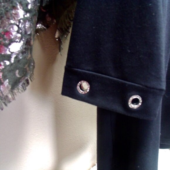 Quacker Factory Black Nautical Rhinestone Embellished Top Sz M - Picture 5 of 6